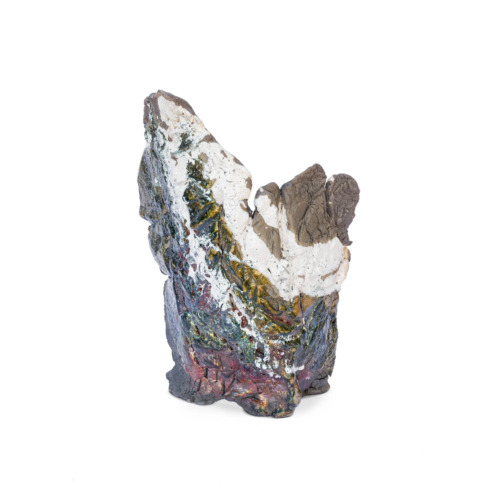 Raku fired at 1000ºC with glazes. 32 x 23 x 11 (cm)