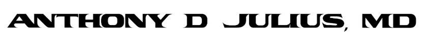 Text stating 'ANTHONY D JULIUS, MD' in bold black font.