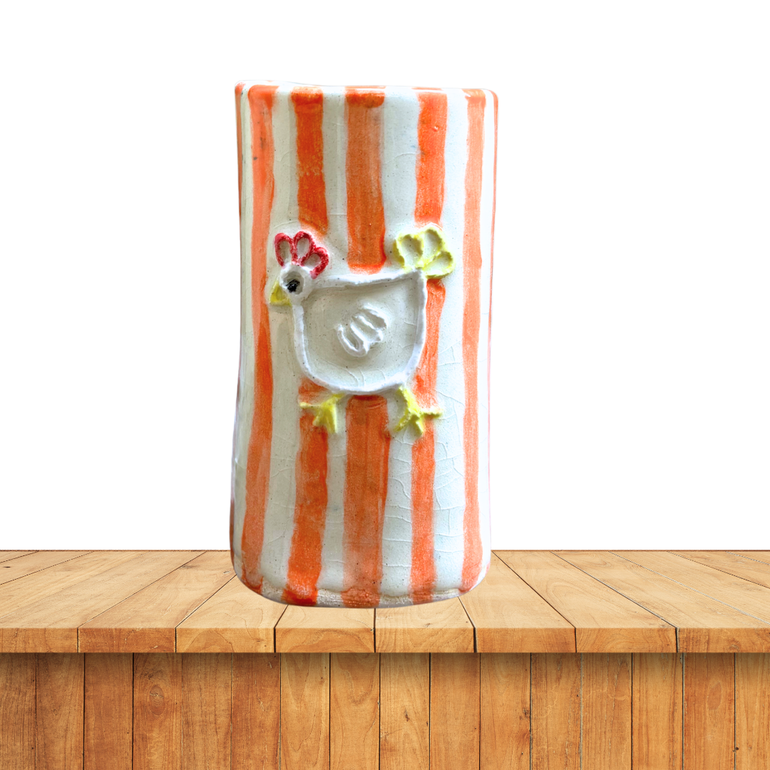 Orange Stripe Chicken Cup