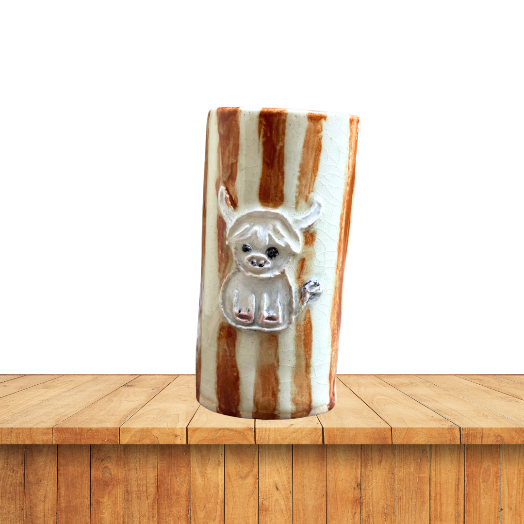 Brown Stripe Highland Cow cup
