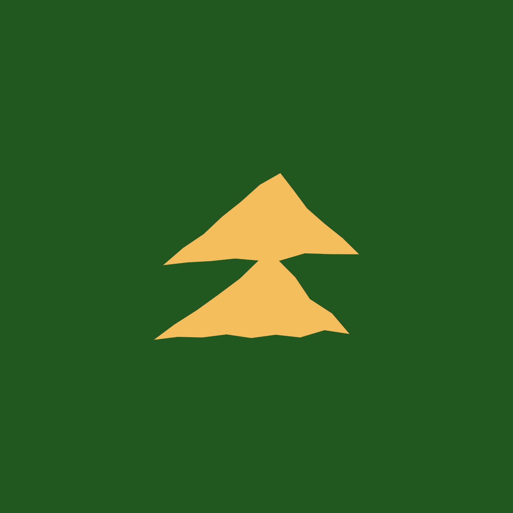 Wood: A gold-coloured tree with forest green background.