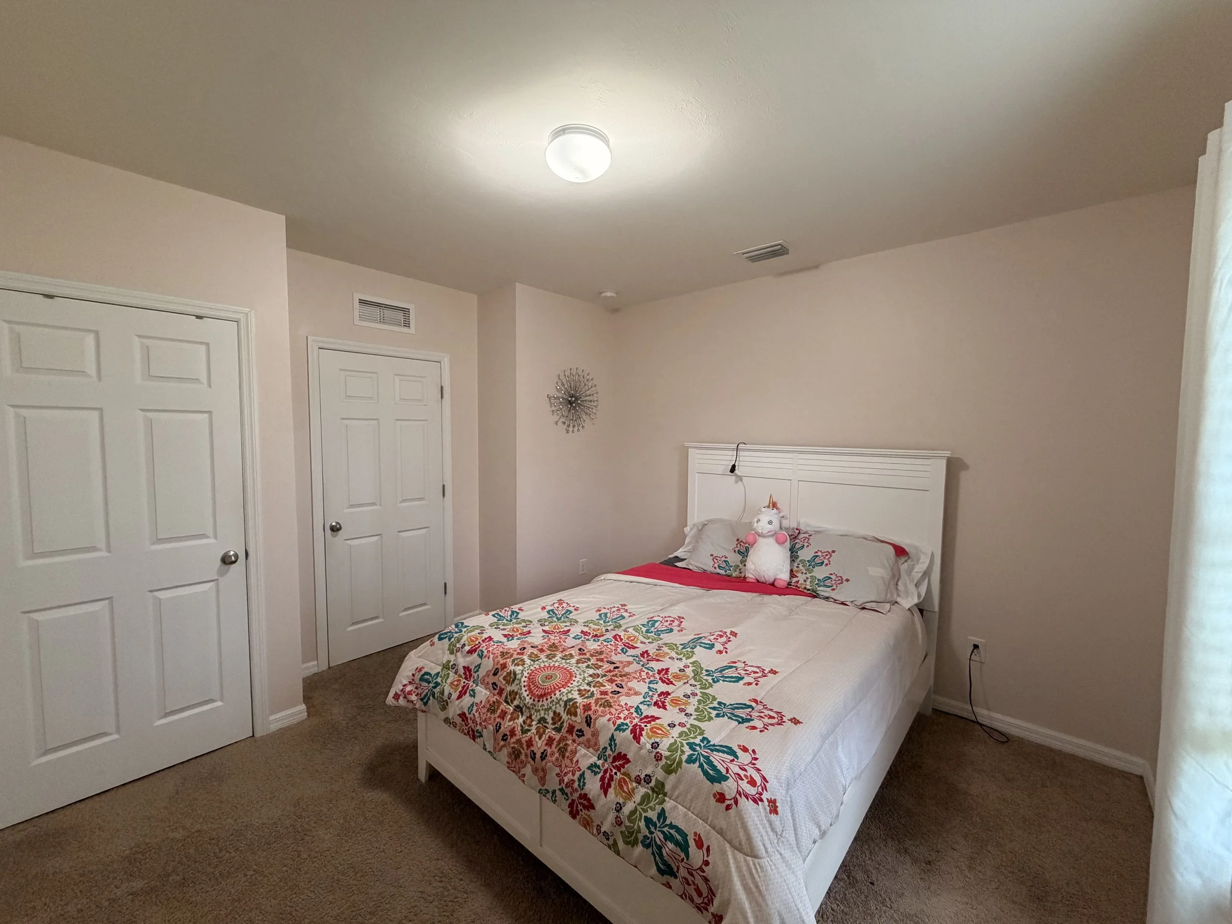 Interior bedroom painted light pink