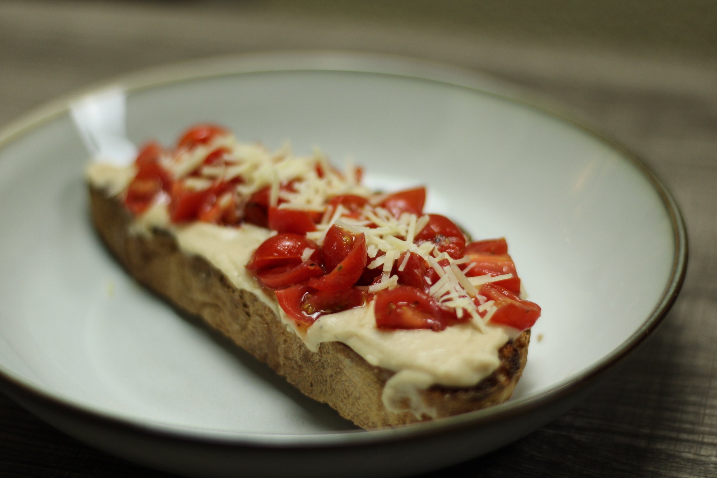 Bruschetta with White Bean Purée and Cherry Tomatoes