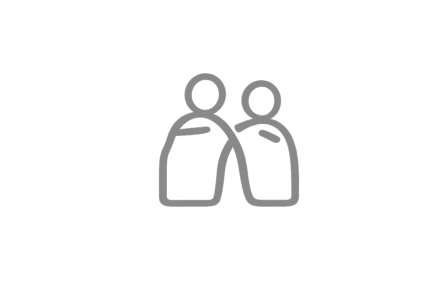 Icon depicting two people with one person's arm around the other's shoulder.