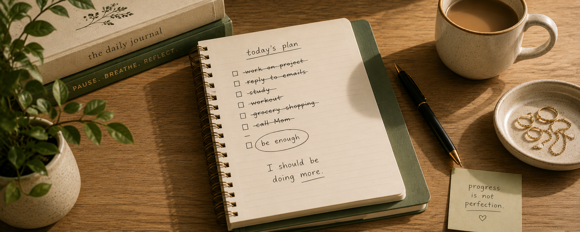 To do list showing completed tasks alongside the thought “I should be doing more”
