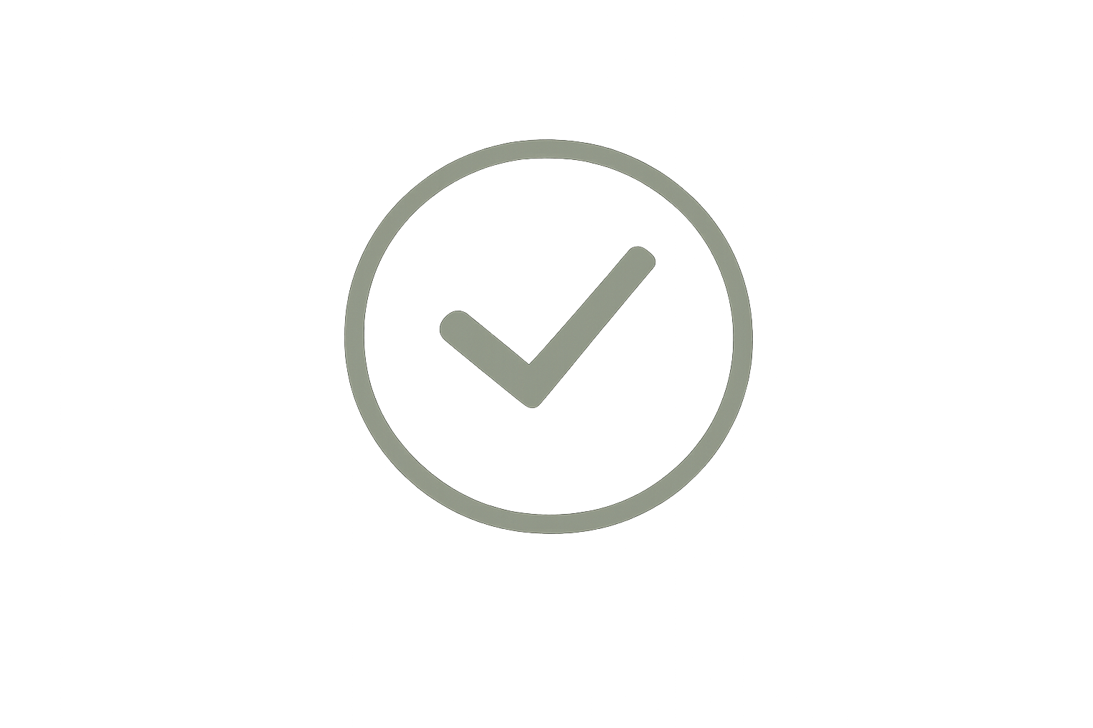 Gray clock icon with check mark inside, indicating completion or approval.