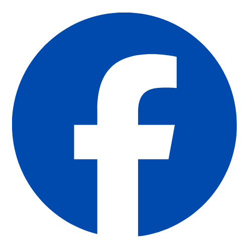 Facebook logo with a blue circle background and white lowercase 'f' in the center.