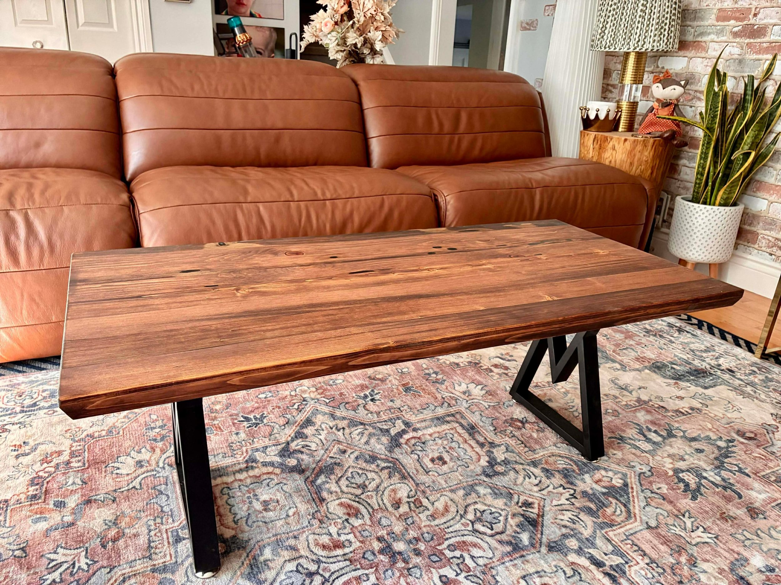 Rustic White Pine Handmade Coffee Table-Epoxy Details