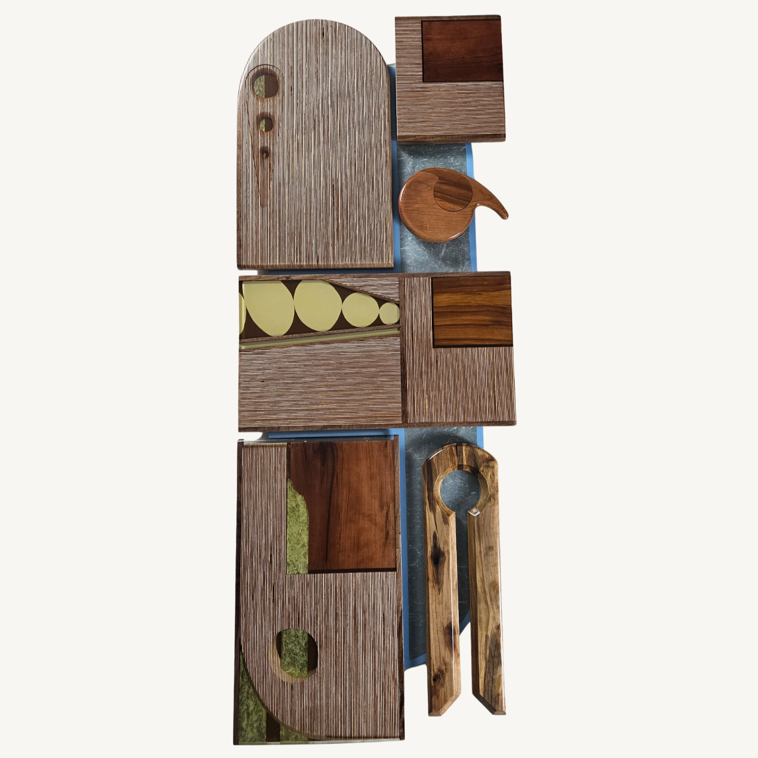 Tome, 2026. Reclaimed hardwood, resin, mixed media - 57" x 21" x 1.5"