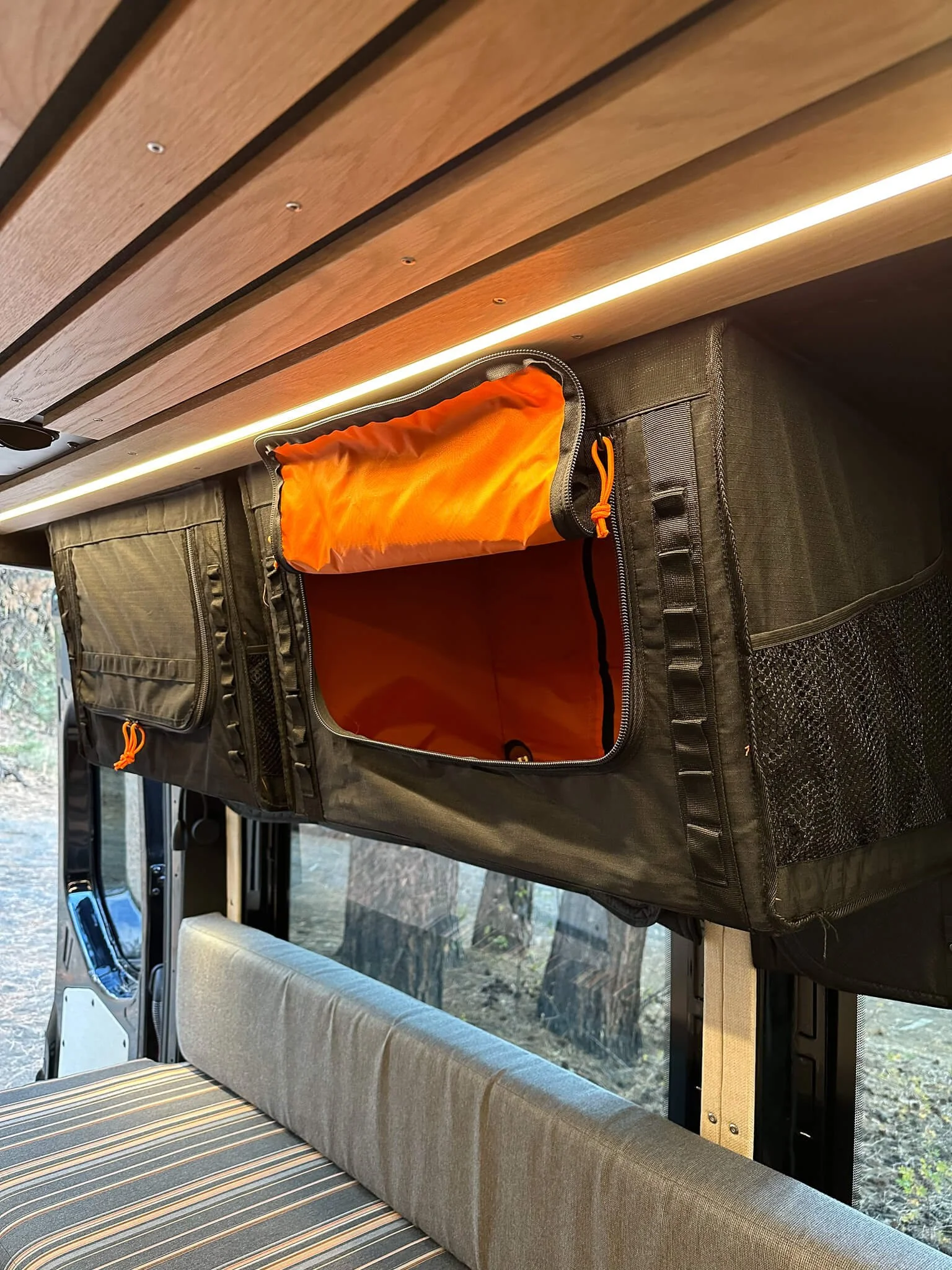 Adventure Wagon Upper Storage Bags Inside Sprinter Van