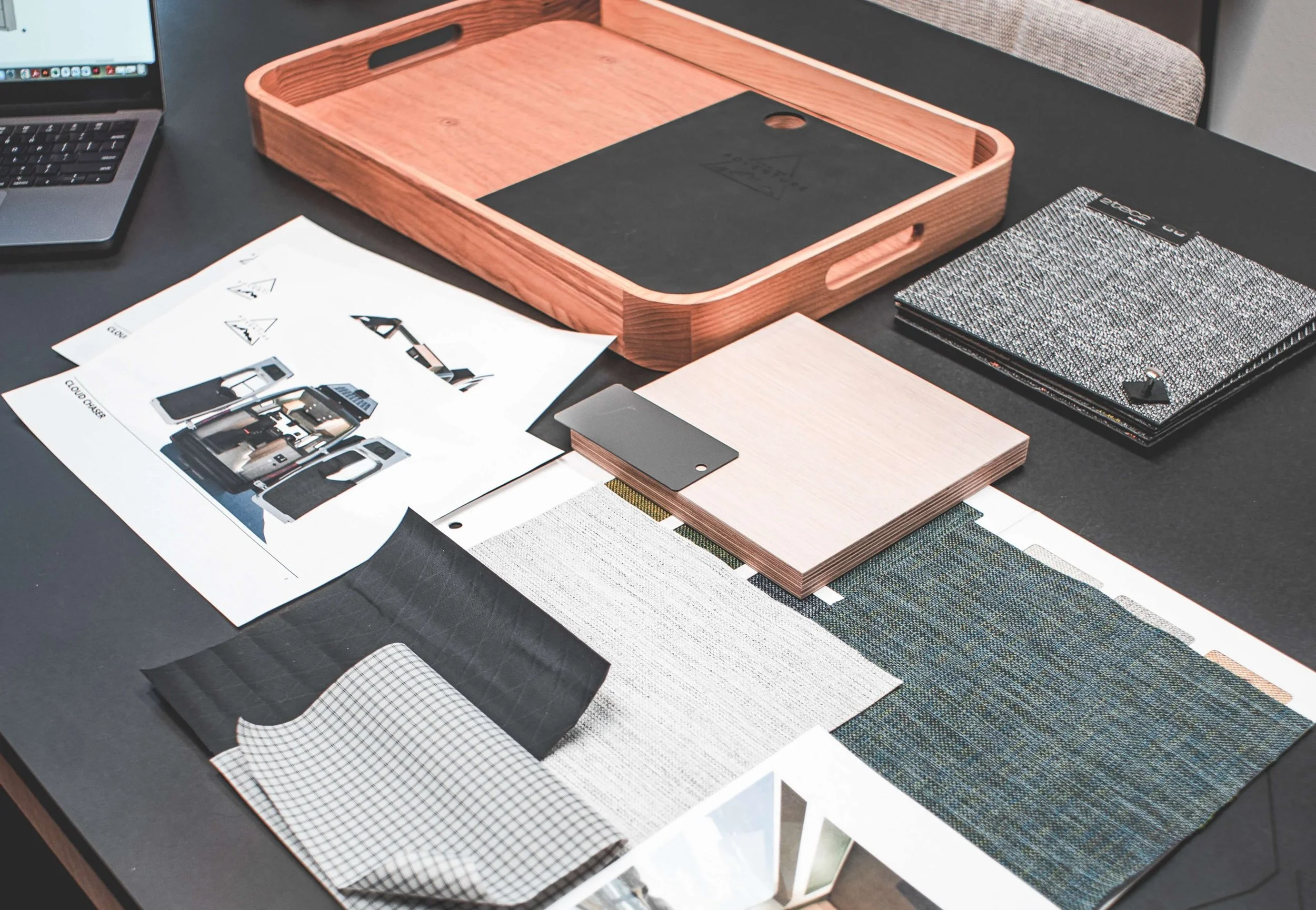 Image showing the layout of products and materials used in the building process of a van.
