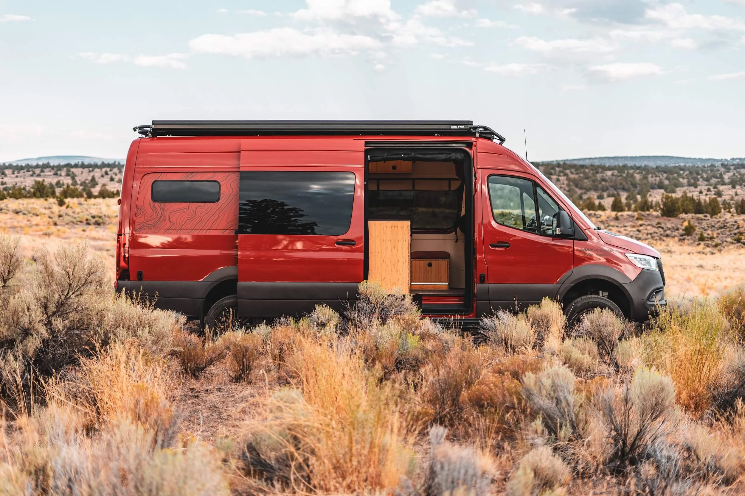 2024 AWD Custom Sprinter Van, Red, Bamboo interior