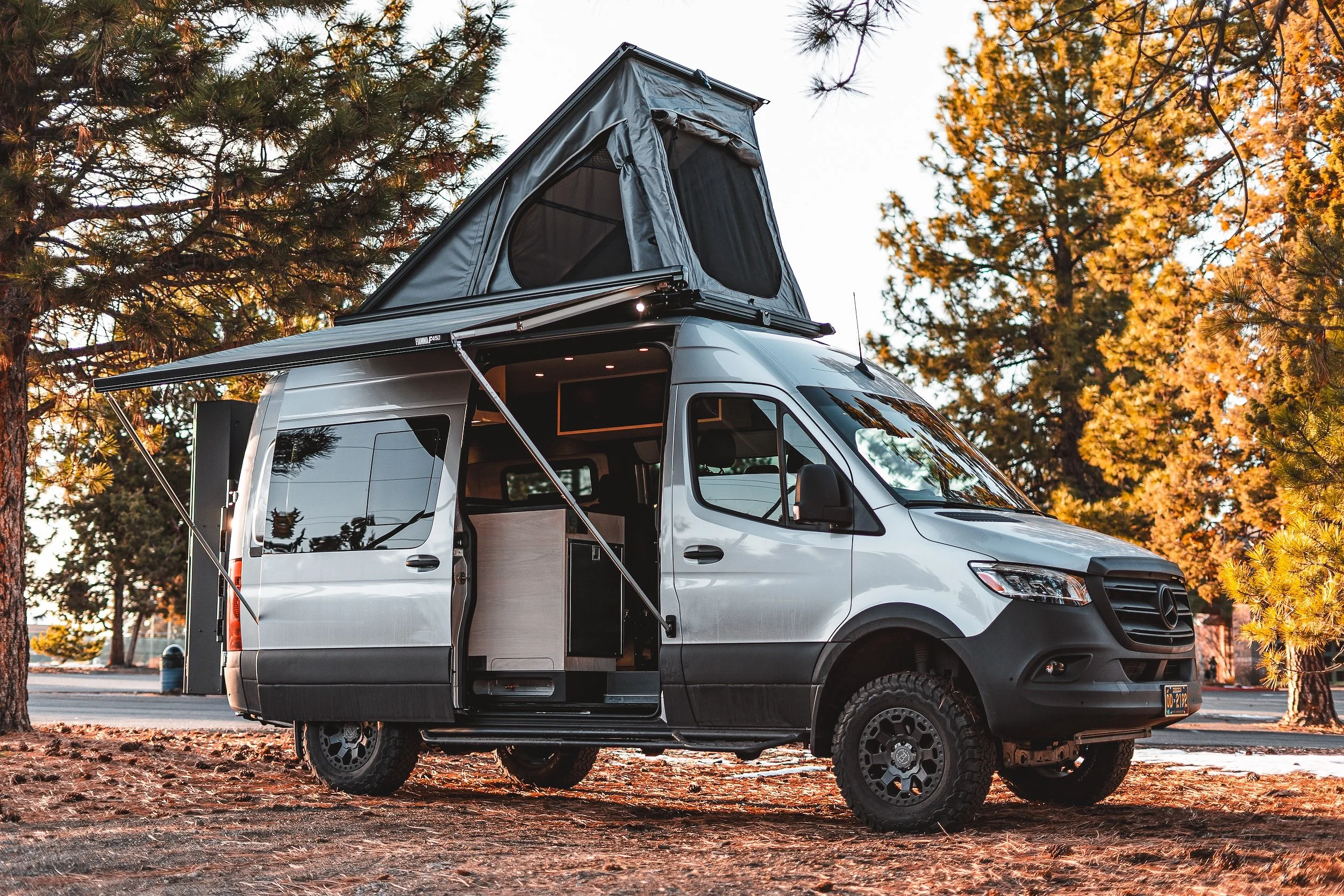 2024 AWD Custom Sprinter build with Super Pacific Rooftop tent.  Custom Sprinter Van built by How We Adventure