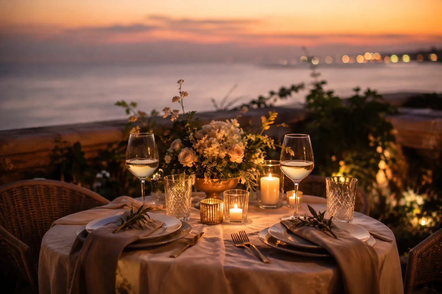 Romantic candlelit dinner setup by the sea in Saint Lucia — Memwa events