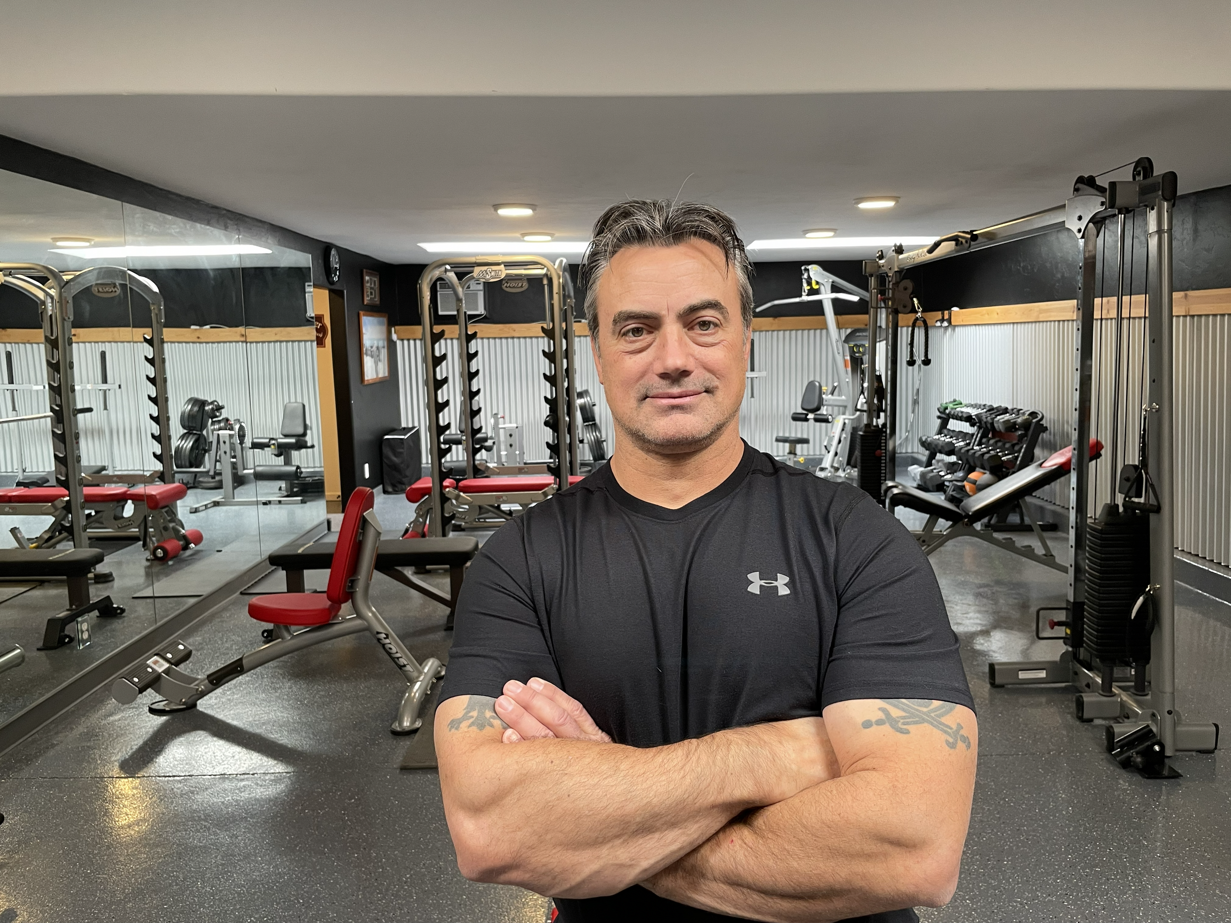 Robb Milheim in the Special Forces Precision Training gym, where he coaches individual and group military readiness preparation