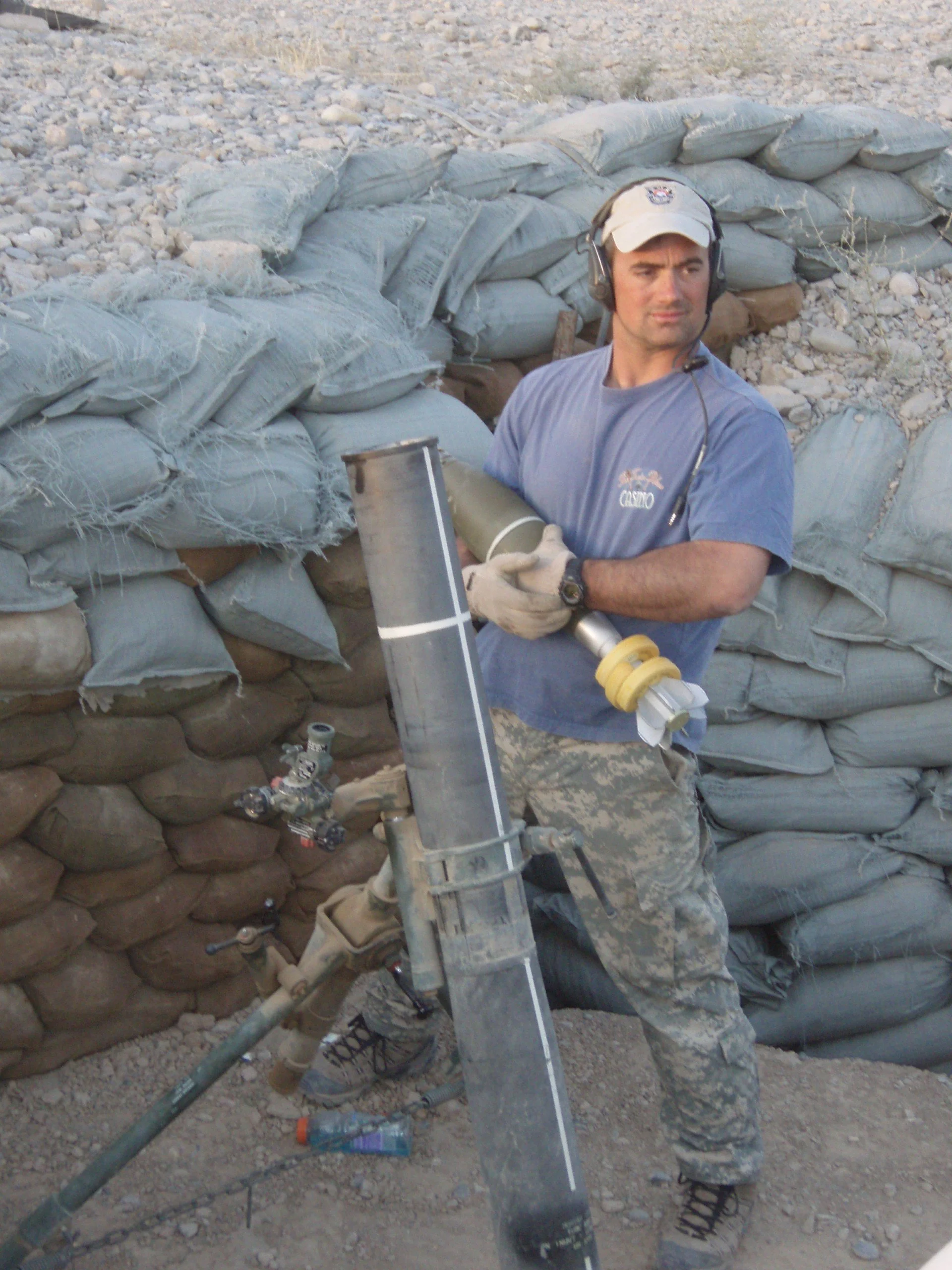 Robb Milheim firing mortars during a Special Forces combat tour in Afghanistan