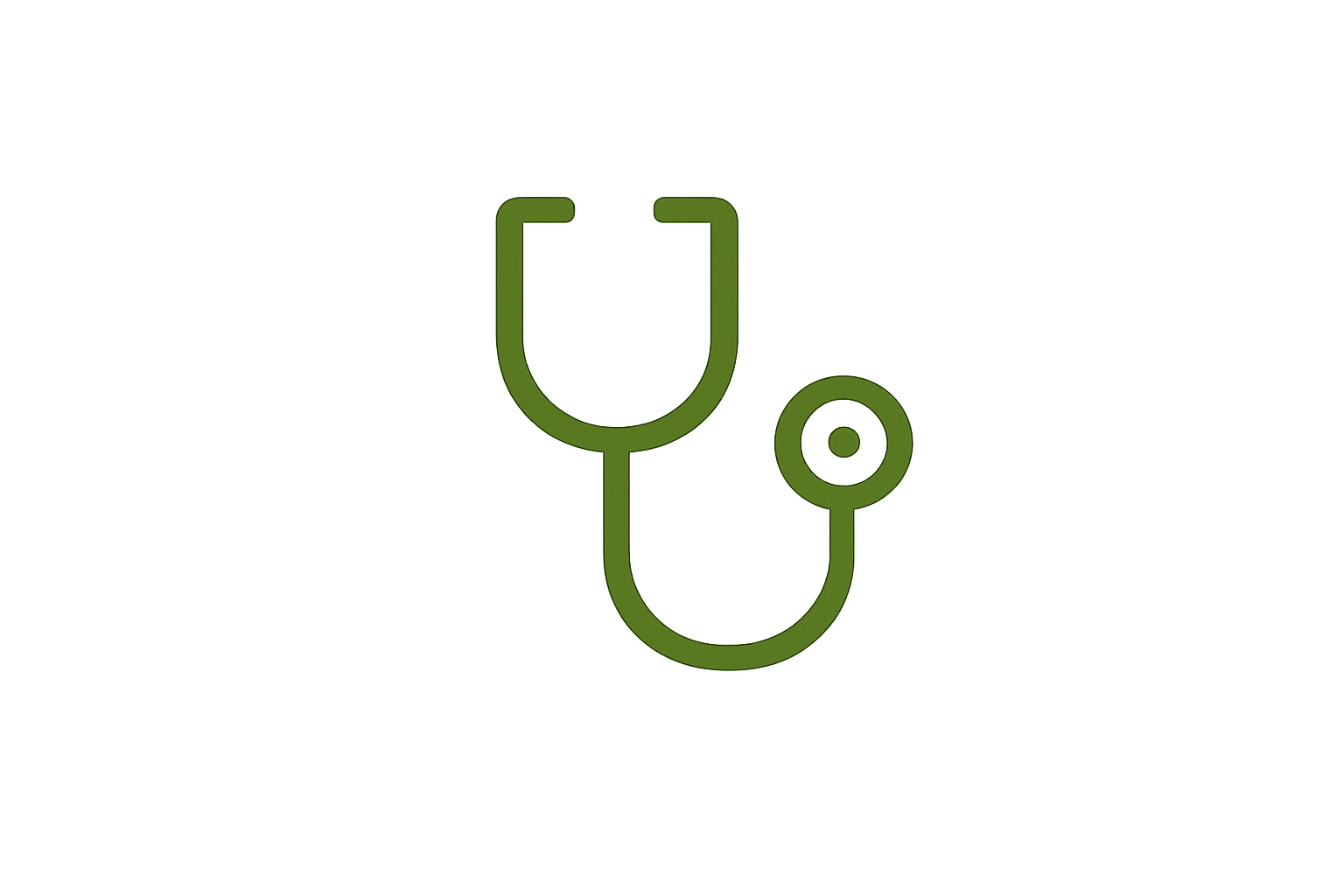 Green medical stethoscope icon on a black background.