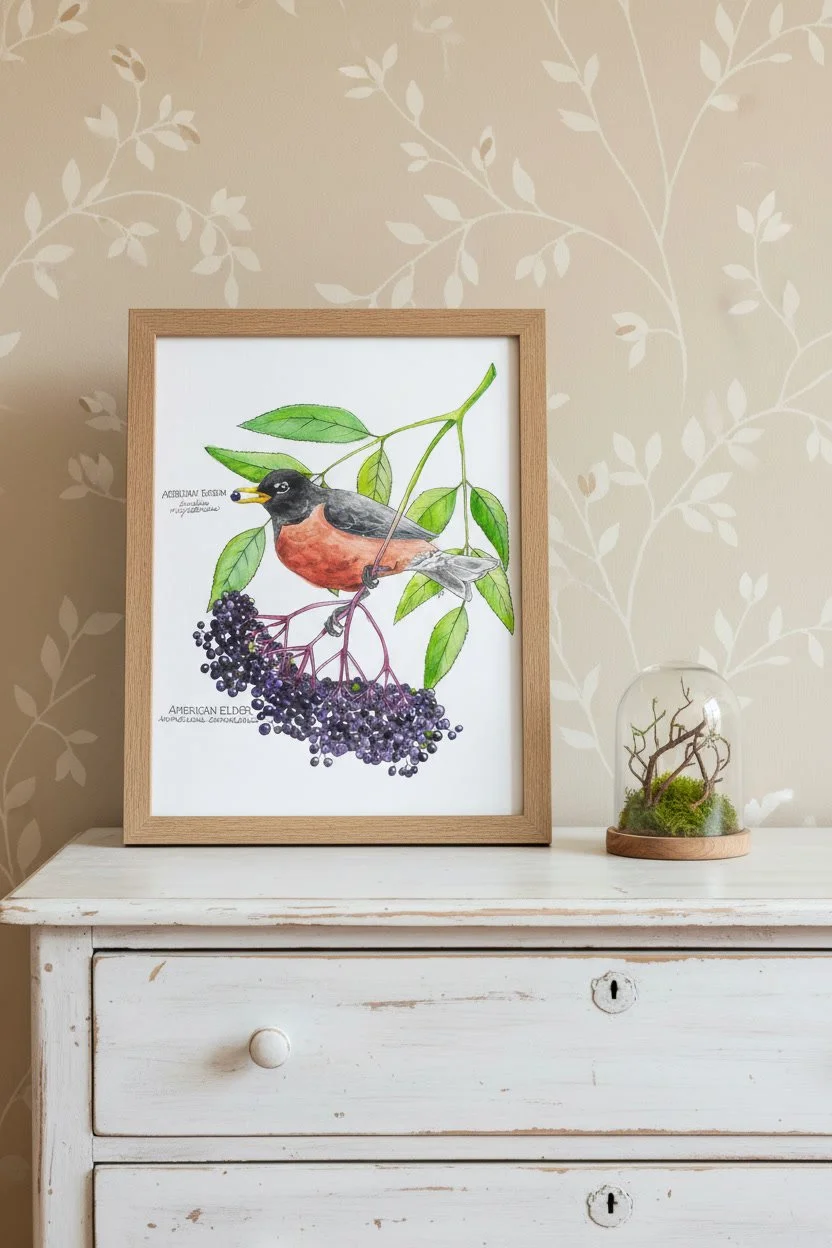 "American Robin, American Elder"