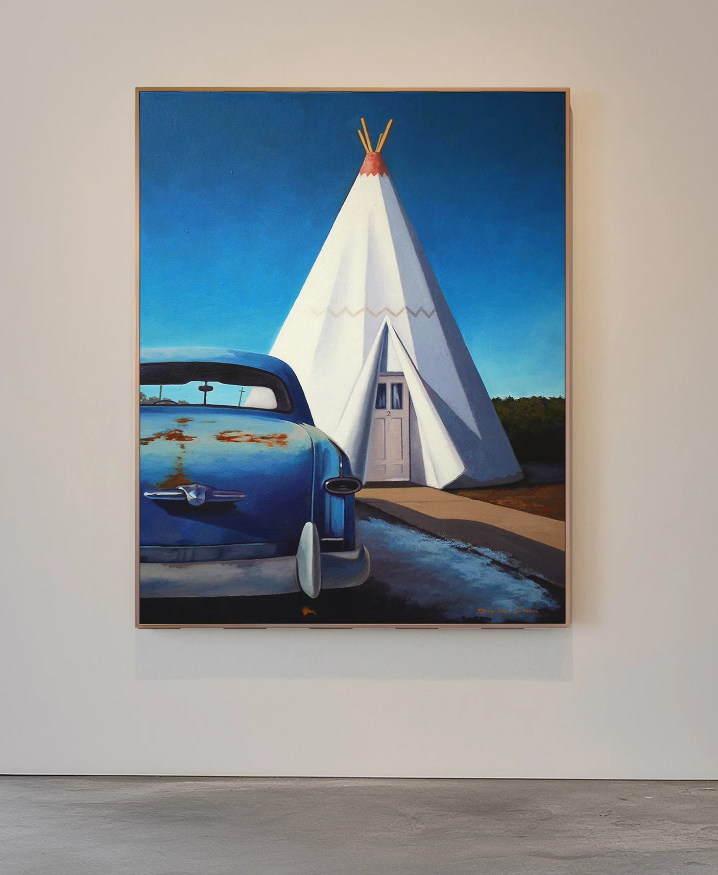 Snow Shadow at the Wigwam | Route 66 | Holbrook, AZ | oil on canvas | 24 x 36" | SOLD