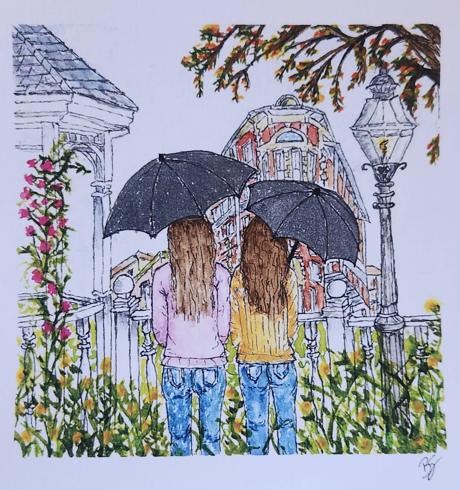 Adventures Together – Watercolor Friendship Art Print | Whimsical Cottage Wall Decor - White Background (color shown may be distorted)