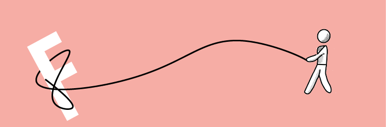 A person in a white outfit holding a fishing rod with a large dollar sign on the hook, set against a pink background.
