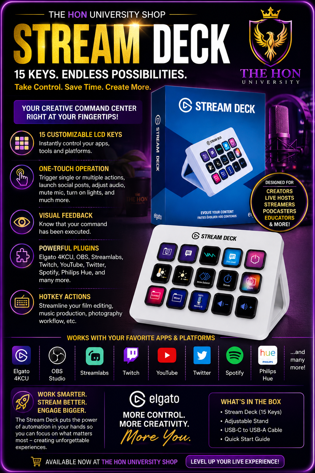 Elgato Stream Deck, featuring 15 customizable LCD keys