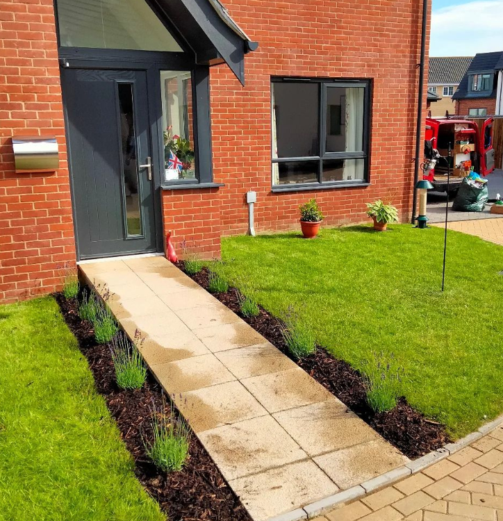 Lavender borders created & planted to entrance