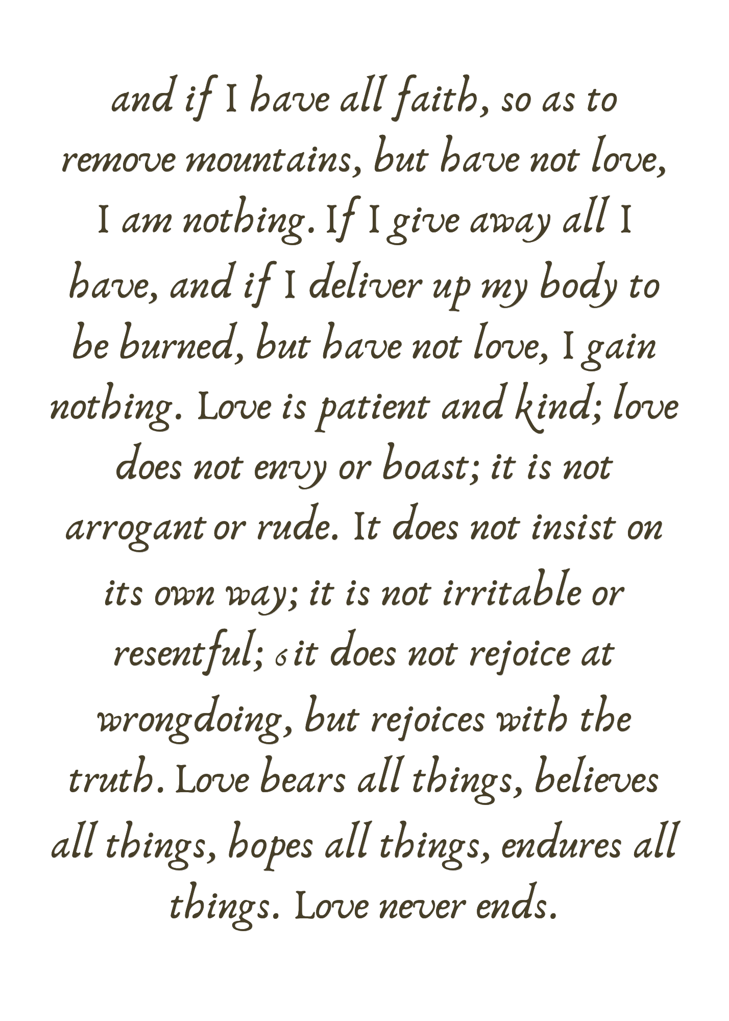 Inspirational quote about love written in elegant cursive font on a black background.