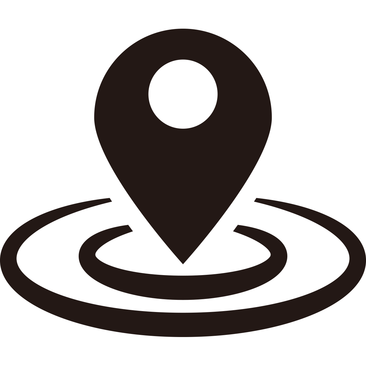 Icon of a map pin marker over concentric circles indicating location or destination.