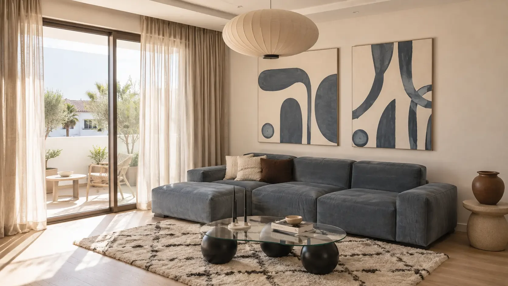 Rénovation complète d'un salon dans un appartement à Casablanca, quartier Bourgogne