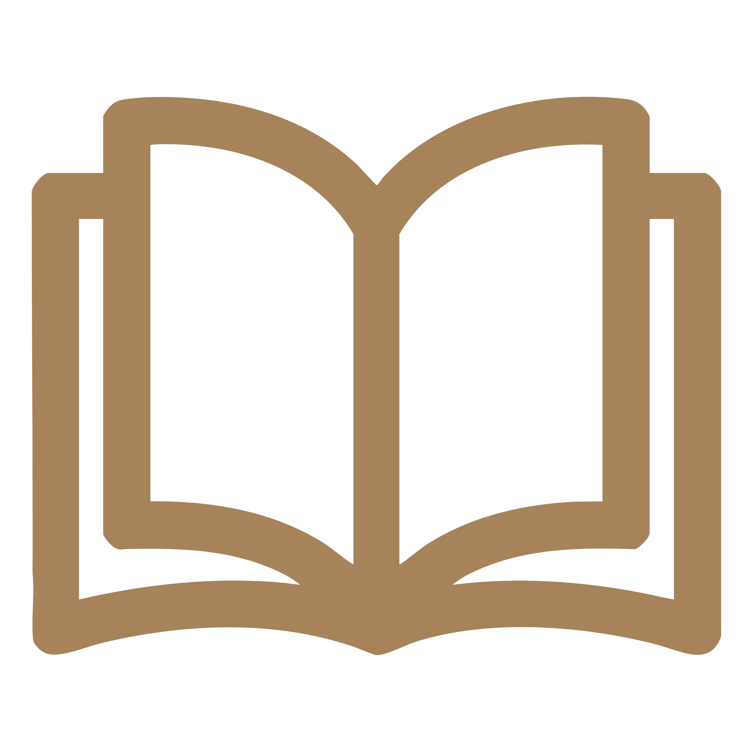 An open book with brown cover and pages, lying on a black surface.