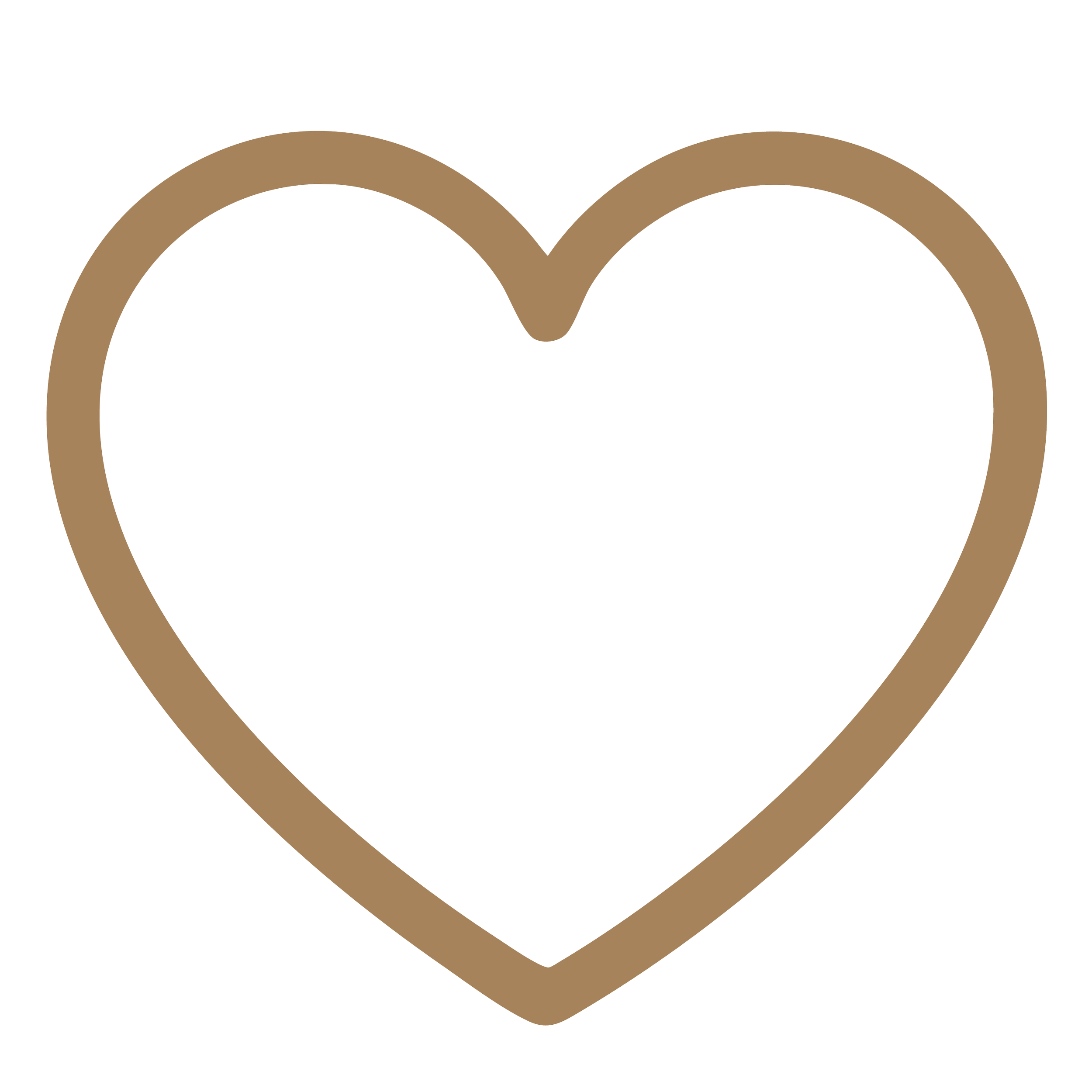 A brown heart-shaped outline with a smaller heart cut out inside.