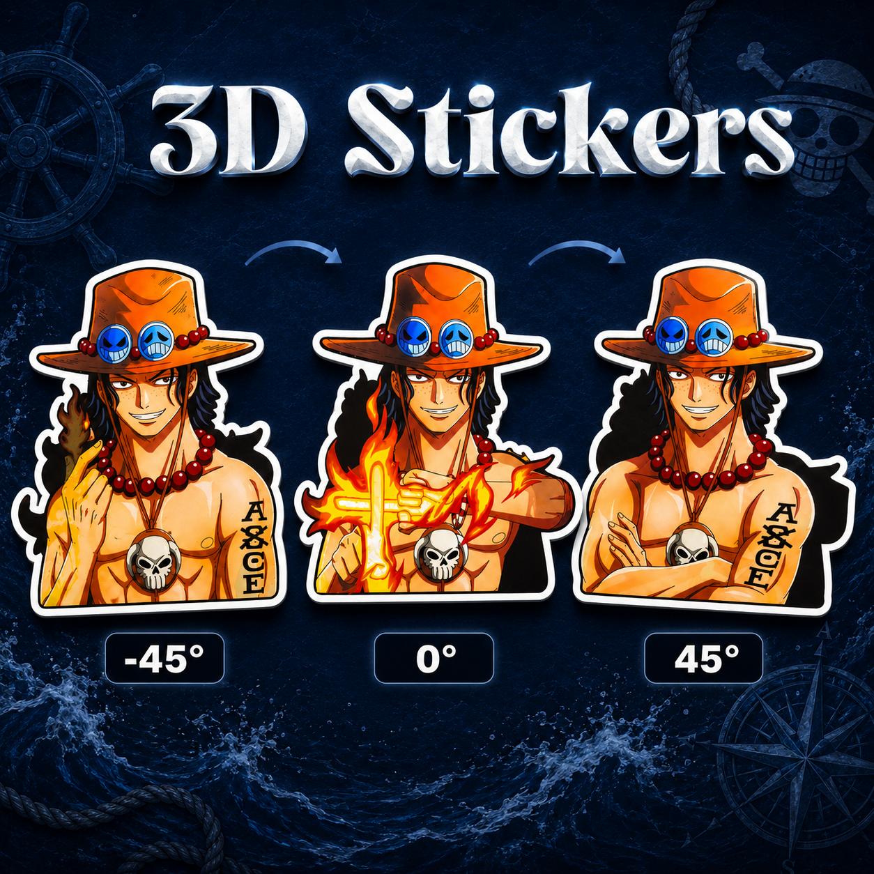 One Piece - Ace 3D Stickers