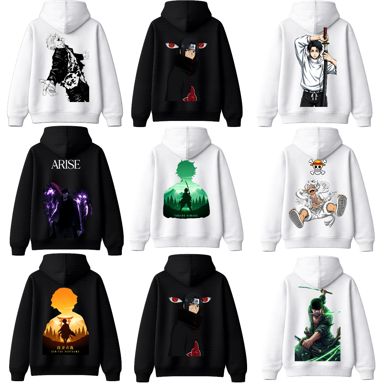 Anime Hoodies, JJK, Naruto, Demon Slayer, One Piece, Attack on titan hoodies