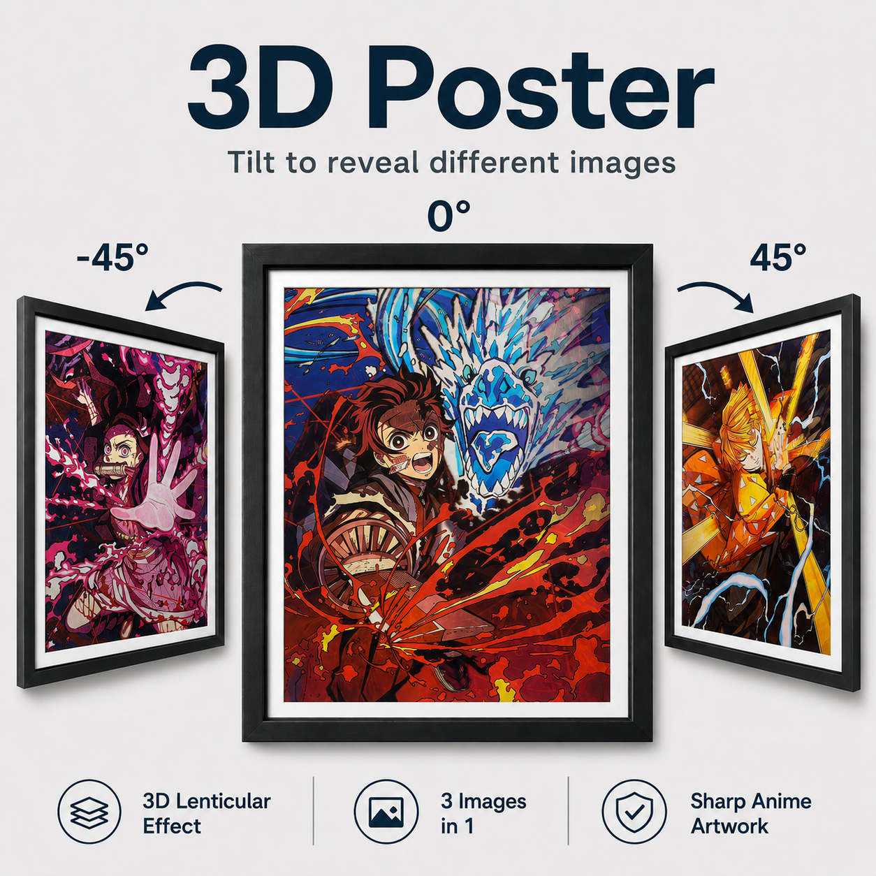Demon Slayer - Tanjiro, Zenitsu and Nezuko 3D Poster