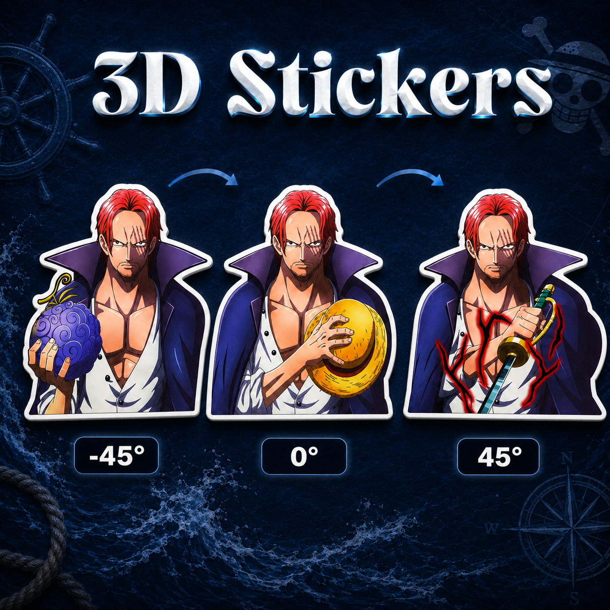 One Piece - Shanks 3D Stickers