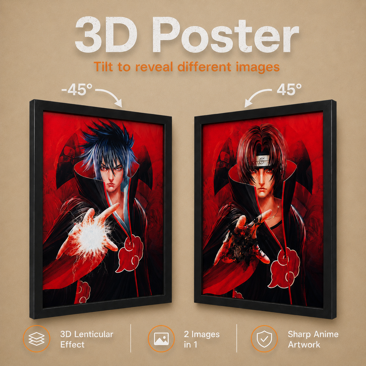 Naruto - Sasuke and Itachi 3D Poster