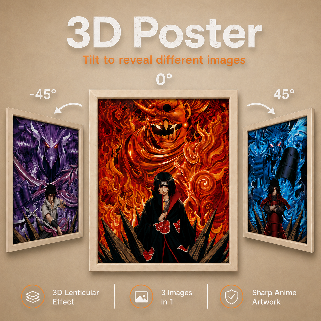 Naruto - Susano Madara, Itachi and Sasuke 3D Poster