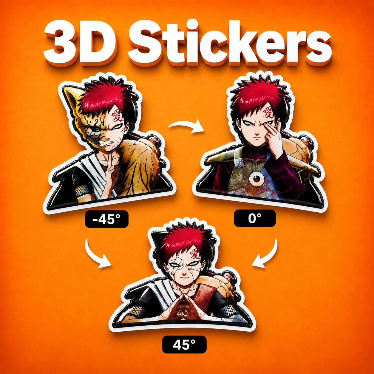 Naruto - Gaara 3D Stickers