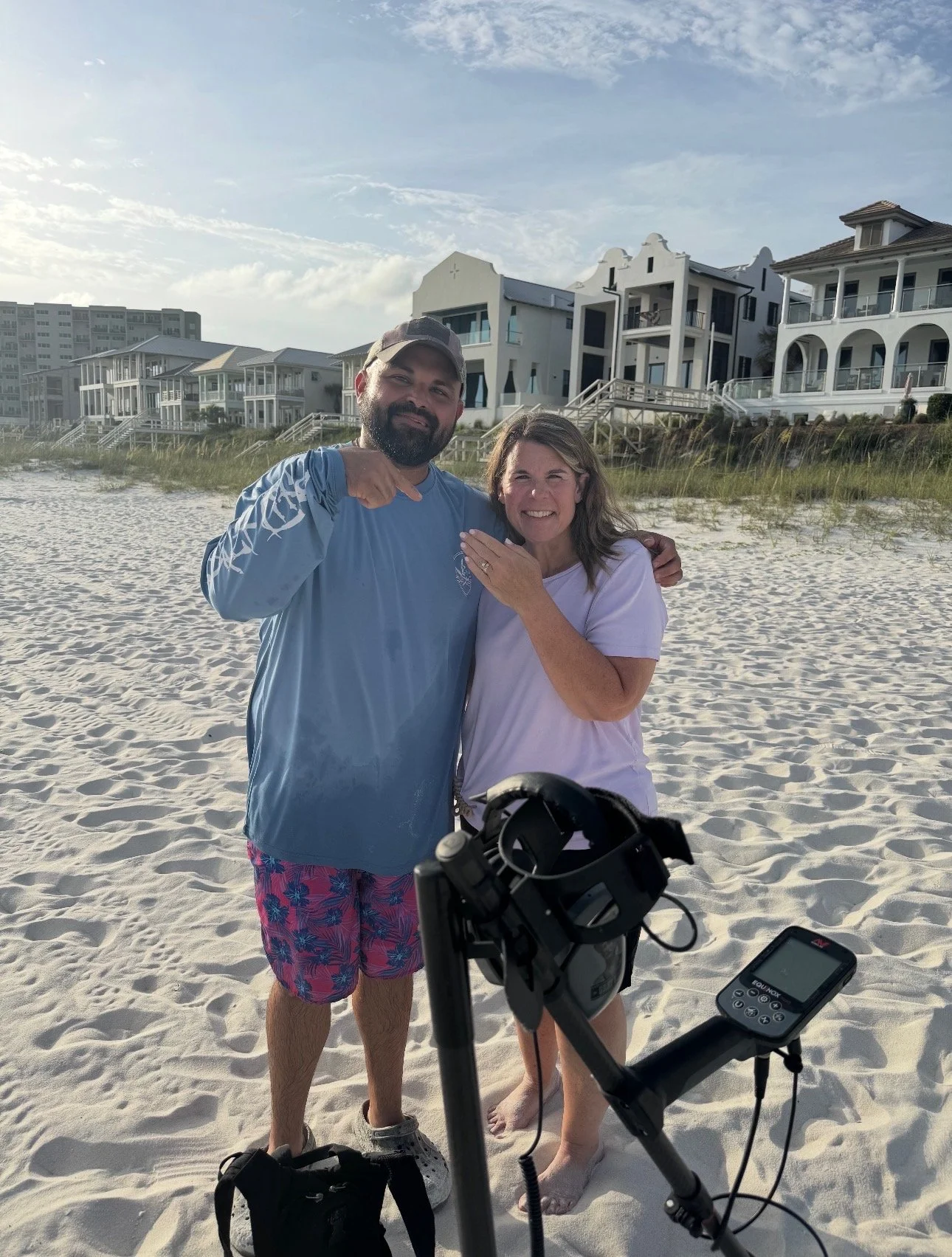 Sweet Carrie! She had her grandbaby in the water and a wave took them down. She lost her ring and thought it was lost. She was hesitant to call, but once she did I was able to find and return her ring!
