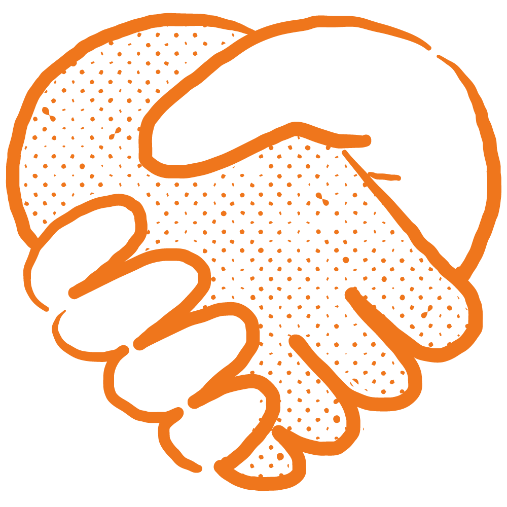 Illustration of a handshake shaped like a heart