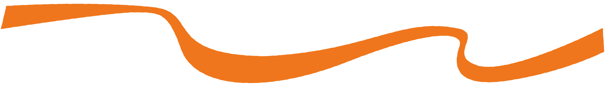 Close-up of a black logo with orange curved lines on a transparent background.