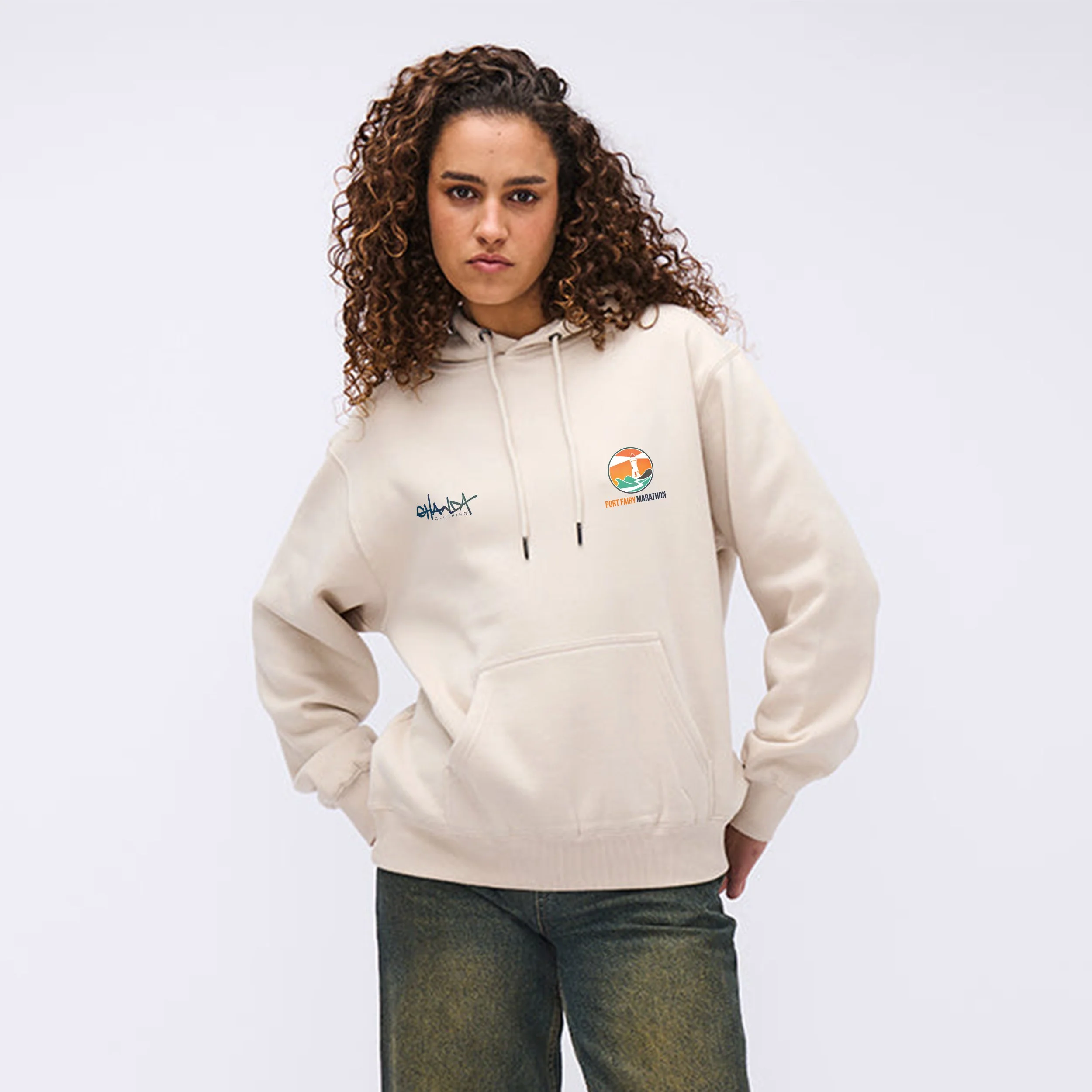Port Fairy Marathon_Womens Vintage Hood_Sand_FRONT.jpg