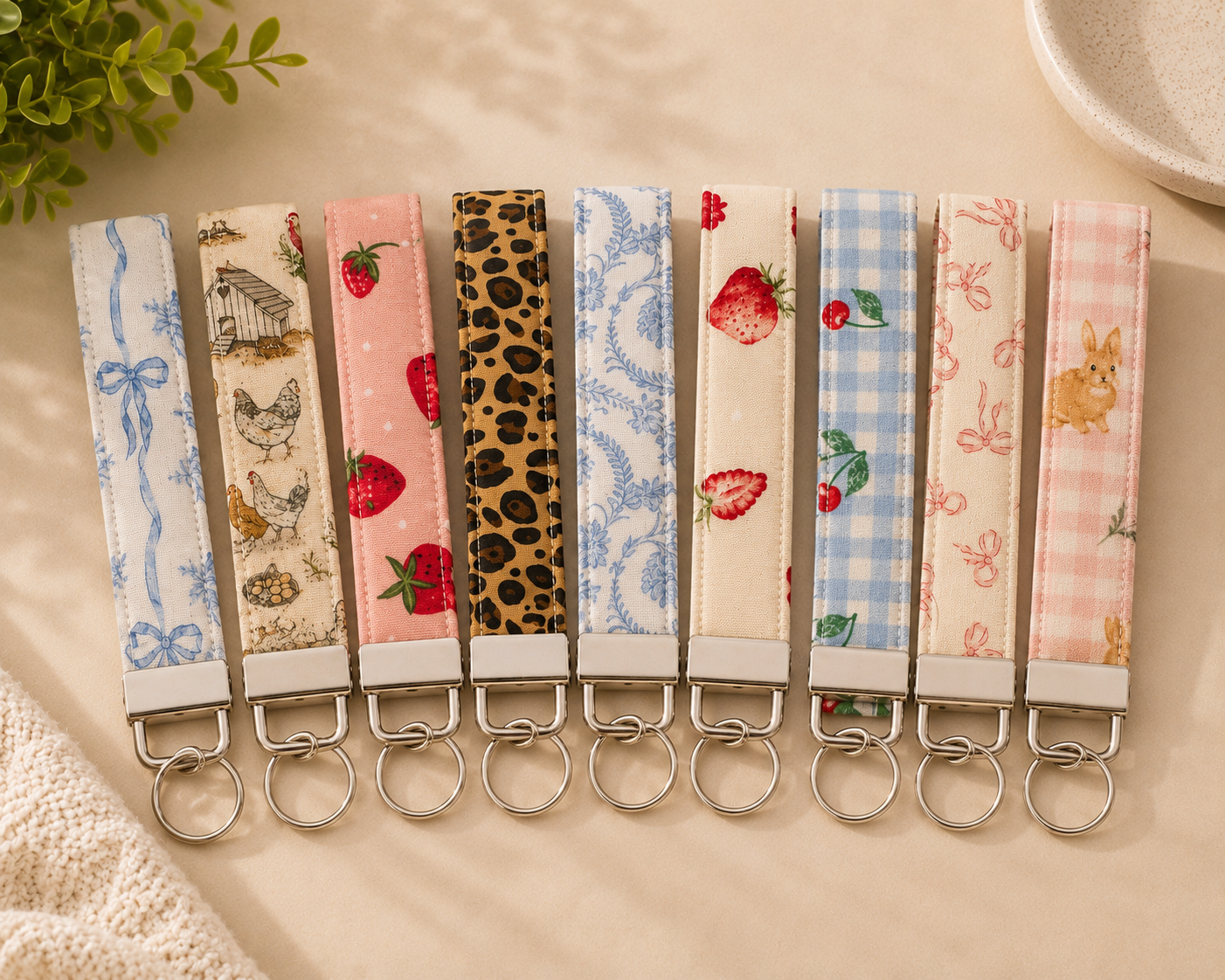 Handmade Fabric Wristlet Keychain