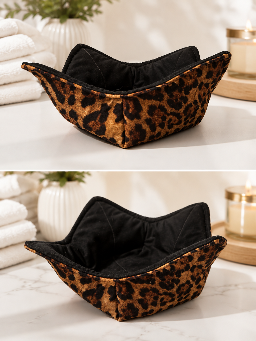 Handmade Microwave Bowl Cozy – Leopard Print