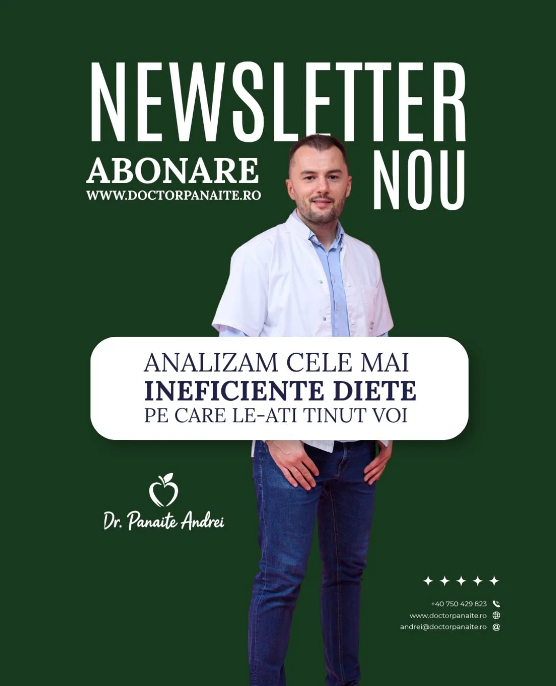 Luni lansăm un nou newsletter! 📩

De data aceasta, punem sub lupă cele mai populare diete, analizăm de ce unele dintre ele nu funcționează pe termen lung fără mituri, fără promisiuni miraculoase, doar medicină și nutriție bazate pe dovezi științific