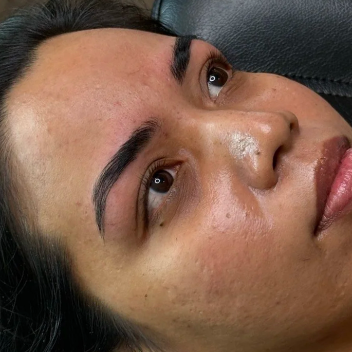 after: brow tint and thread
