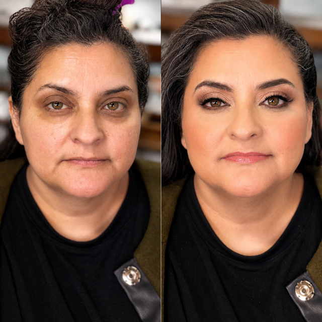before and after mature makeup soft  glam