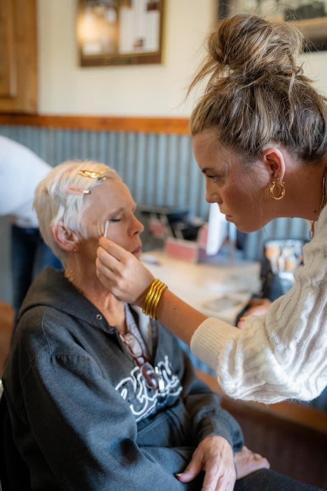 salterra collective makeup artist applying bridal makeup during a bridal trial