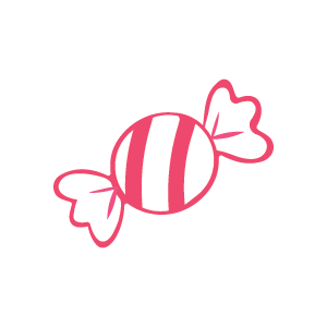 A piece of pink and white wrapped candy with twisted ends.